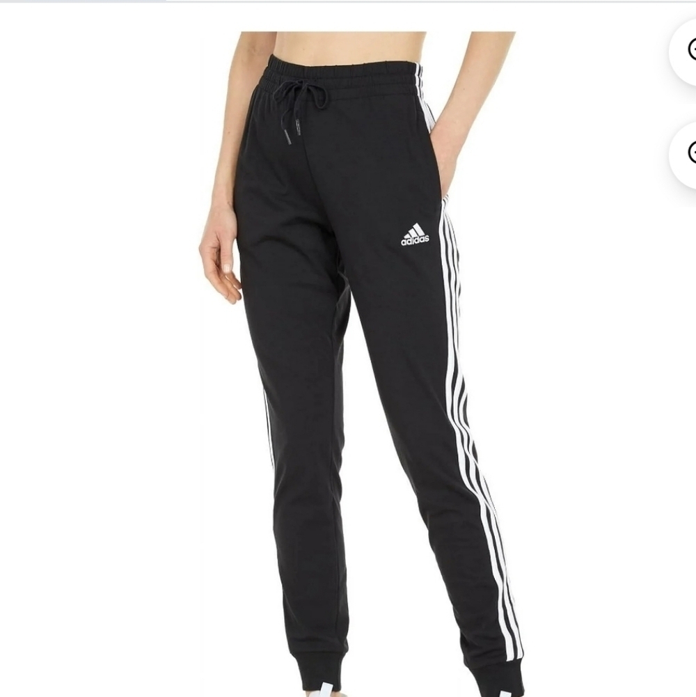 Adidas Black Joggers with White Accents